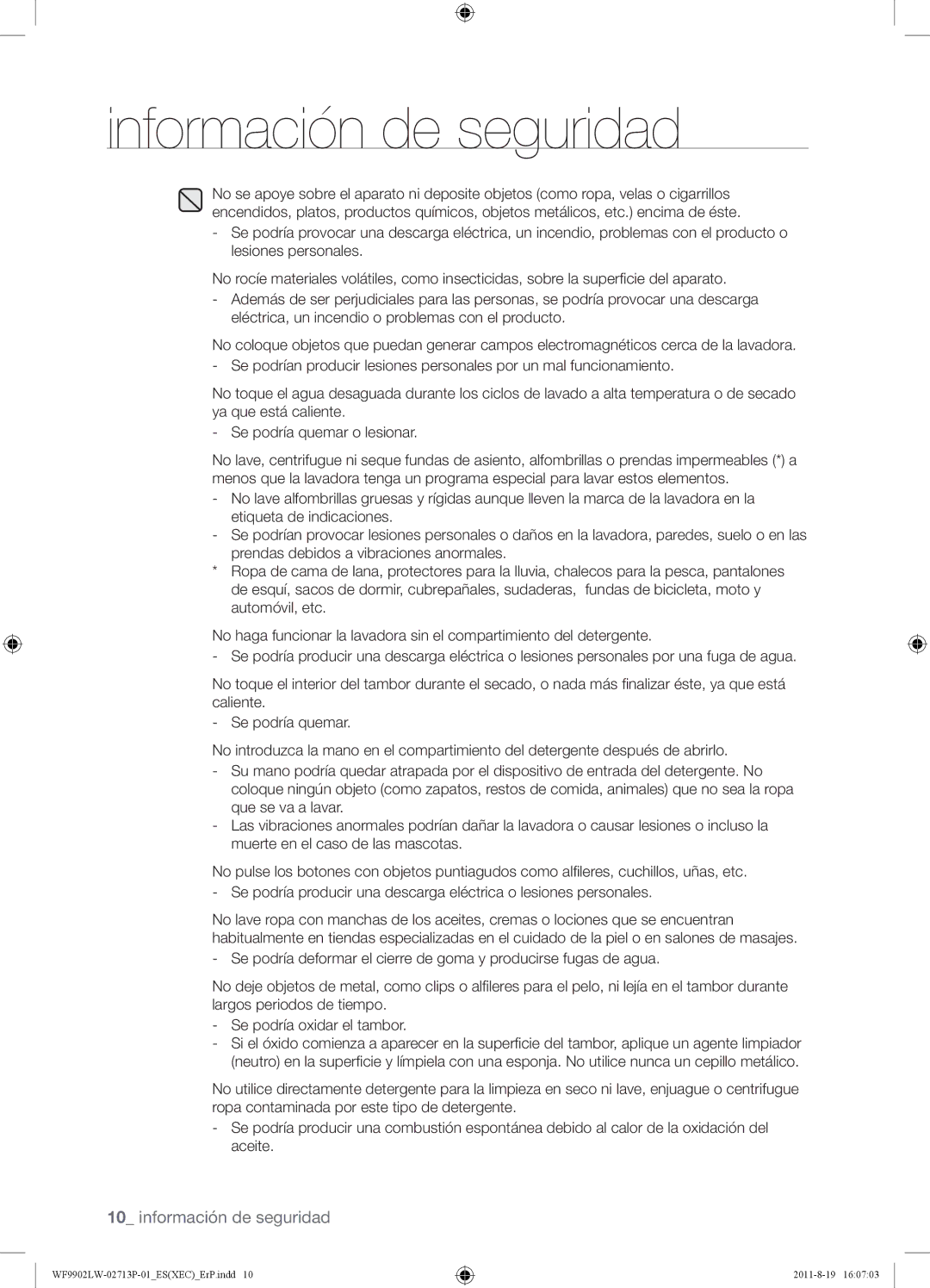 Samsung WF9902LWE/XEC, WF9902LWE1/XEC manual Información de seguridad 