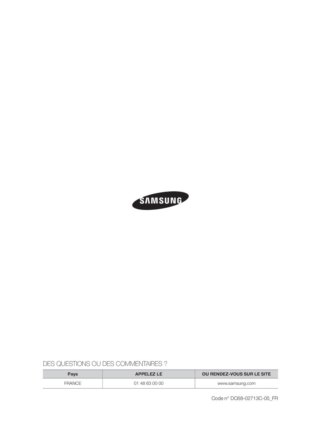 Samsung WF9904AWE/XEF, WF9804LWV/XEF, WF9902AWE/XEF, WF9802LWV/XEF, WF9904AWE1/XEF manual Code n DC68-02713C-05FR 