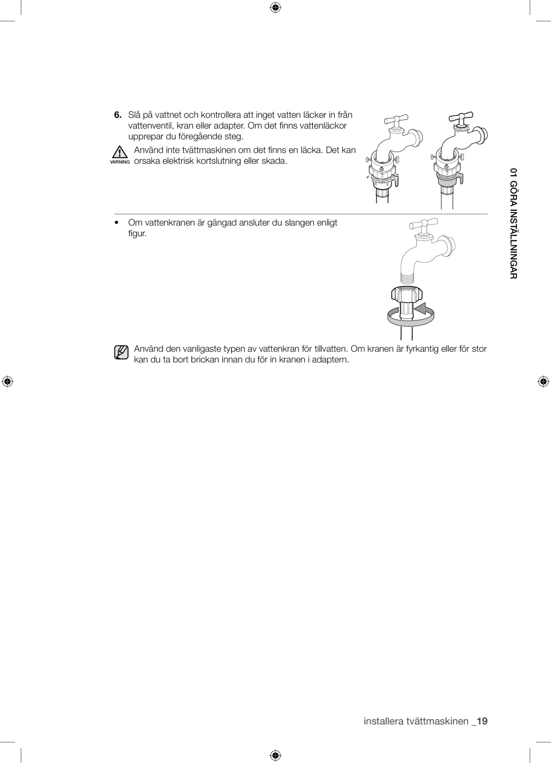 Samsung WF9904EWE/XEE manual Installera tvättmaskinen 