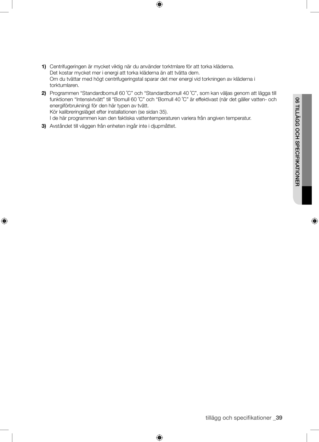 Samsung WF9904EWE/XEE manual Tillägg och specifikationer 