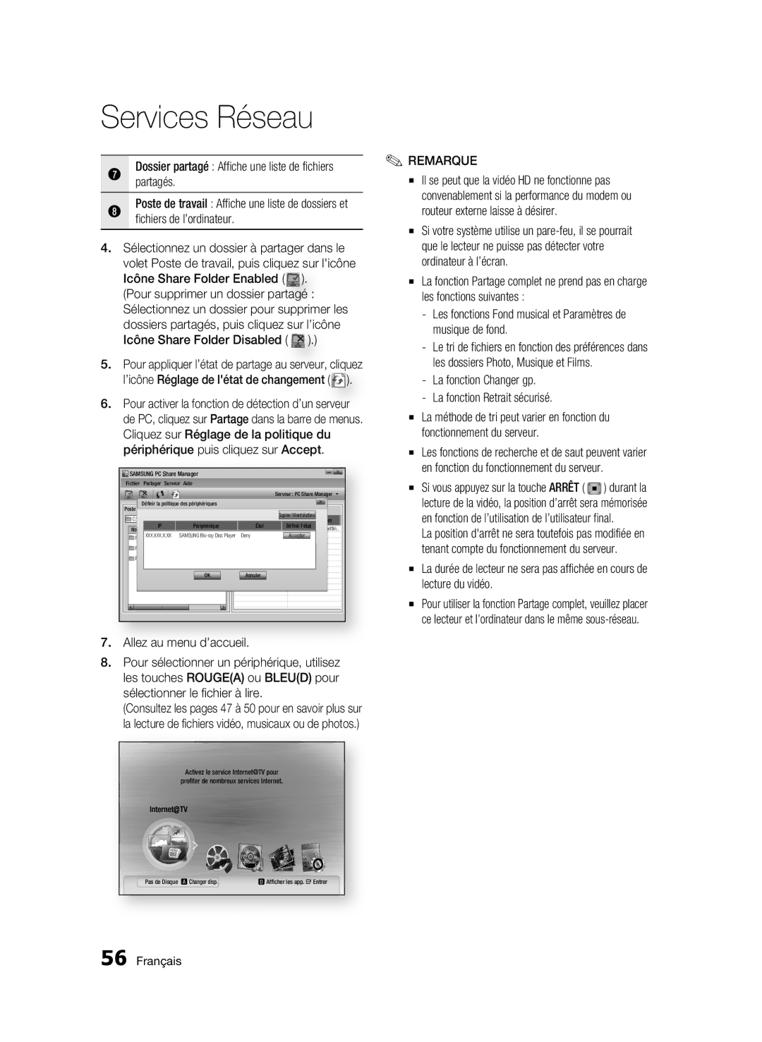 Samsung WIS09ABGN, BD-C5500T/XAC user manual Partagés, La fonction Changer gp La fonction Retrait sécurisé 