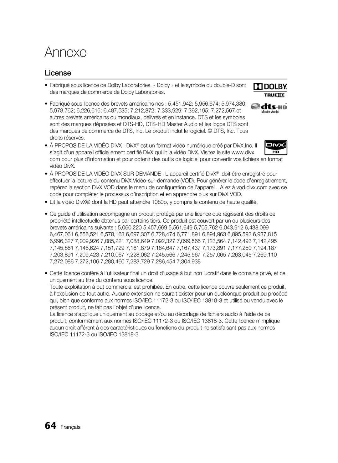 Samsung WIS09ABGN, BD-C5500T/XAC user manual License 