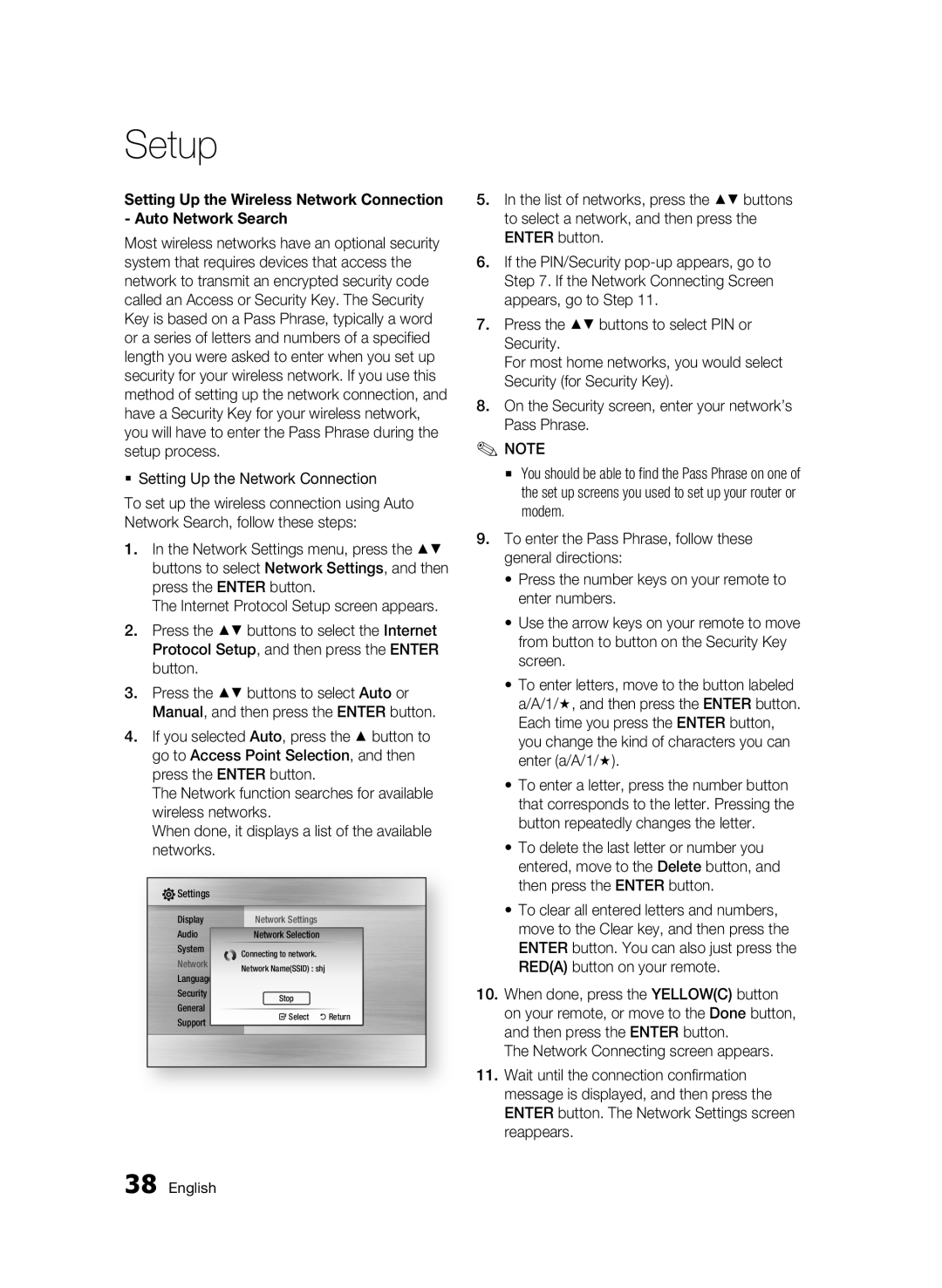 Samsung BD-C5500T/XAC, WIS09ABGN user manual  Setting Up the Network Connection 