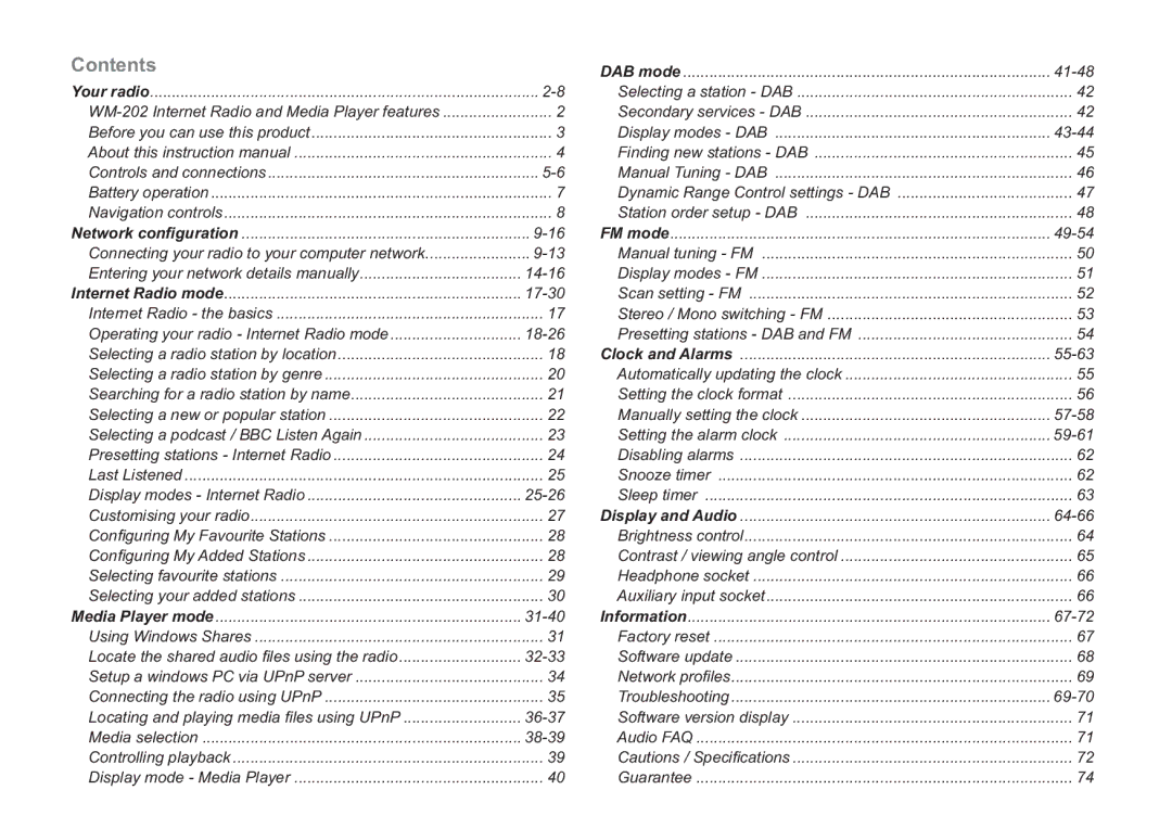 Samsung WM-202 manual Contents 