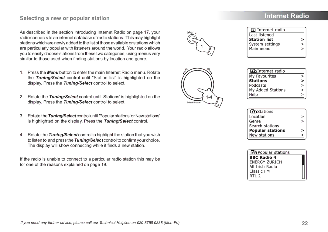 Samsung WM-202 manual Selecting a new or popular station 