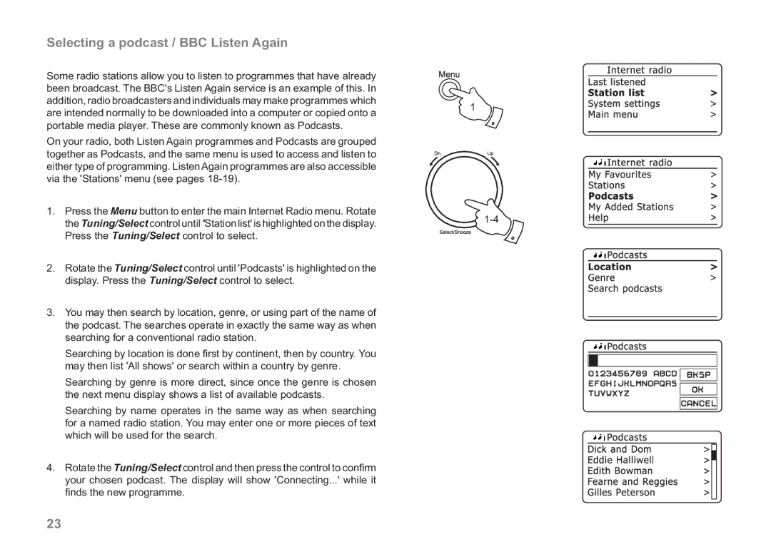 Samsung WM-202 manual Selecting a podcast / BBC Listen Again 