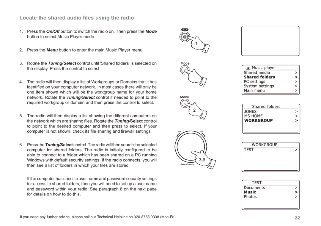 Samsung WM-202 manual Locate the shared audio ﬁles using the radio 