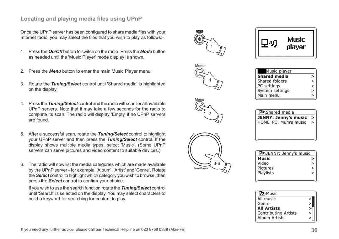 Samsung WM-202 manual Locating and playing media ﬁles using UPnP 