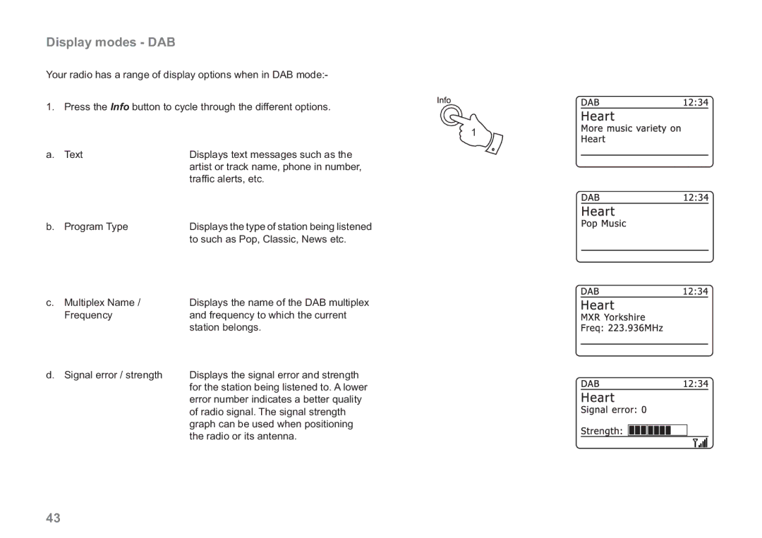 Samsung WM-202 manual Display modes DAB 