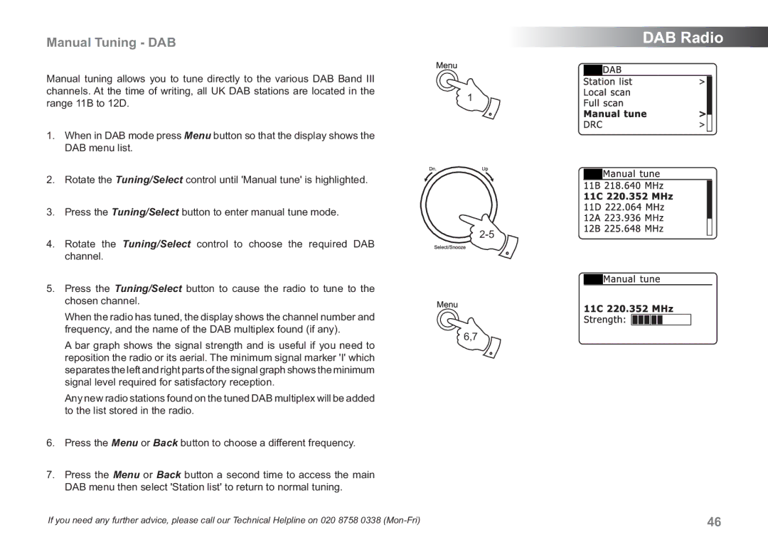 Samsung WM-202 manual Manual Tuning DAB 