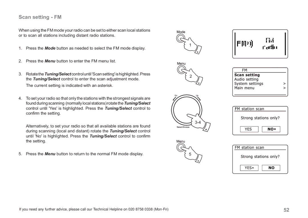 Samsung WM-202 manual Scan setting FM 