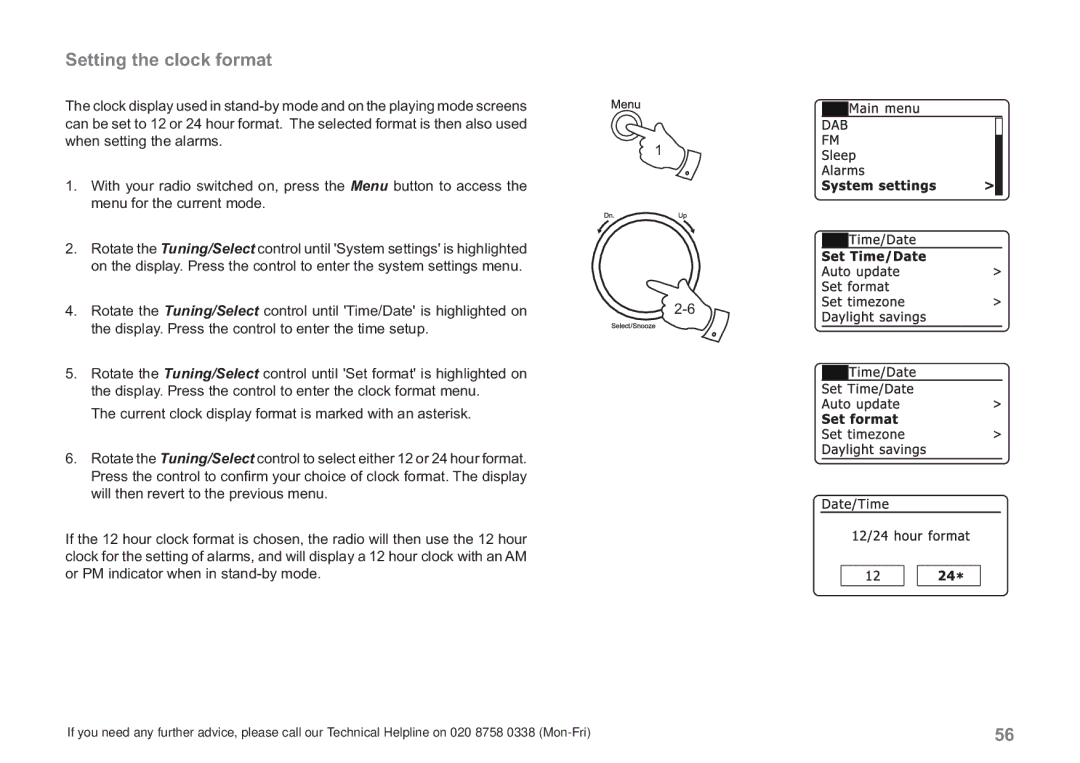 Samsung WM-202 manual Setting the clock format 