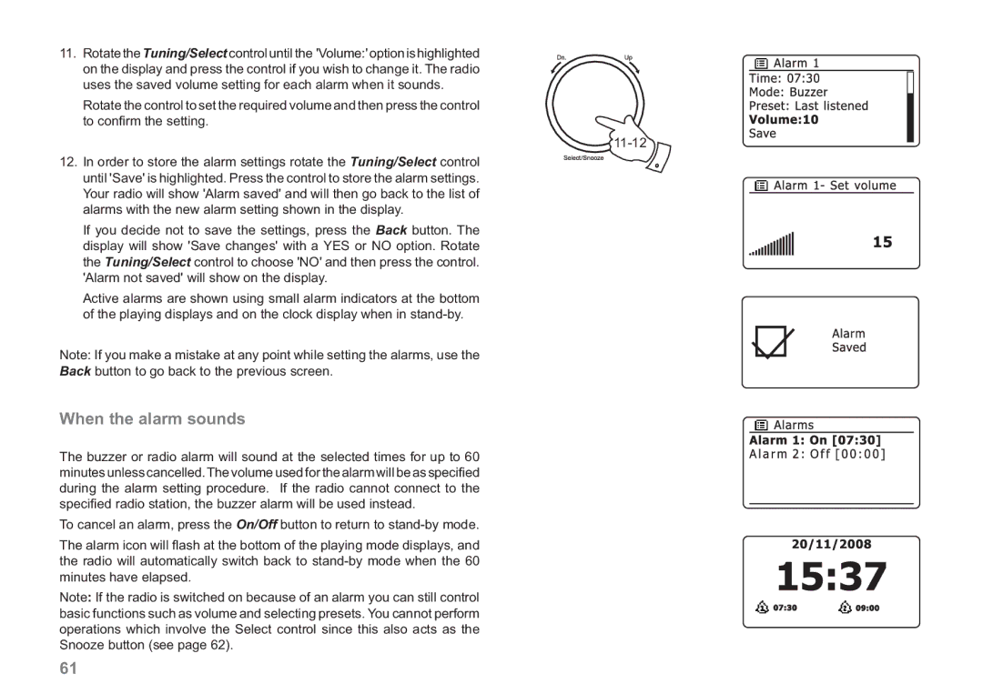 Samsung WM-202 manual When the alarm sounds 