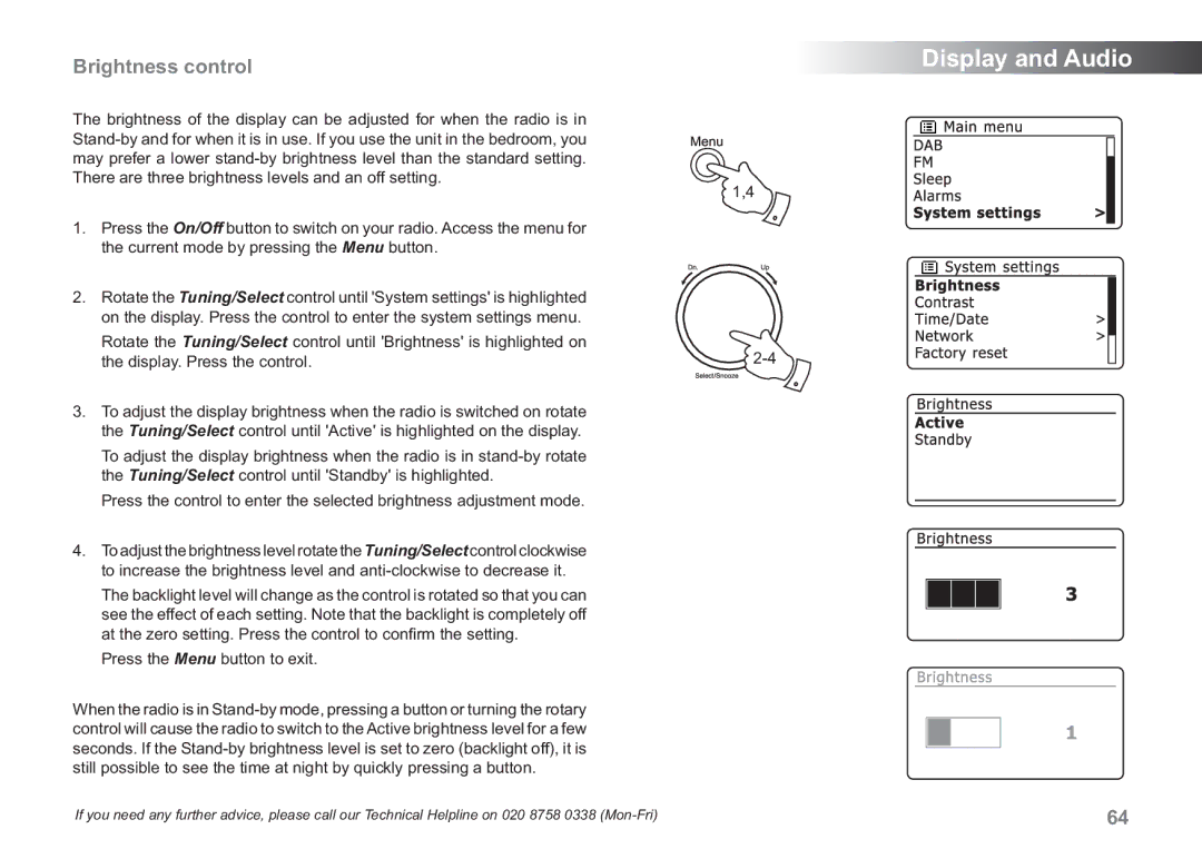 Samsung WM-202 manual Brightness control 