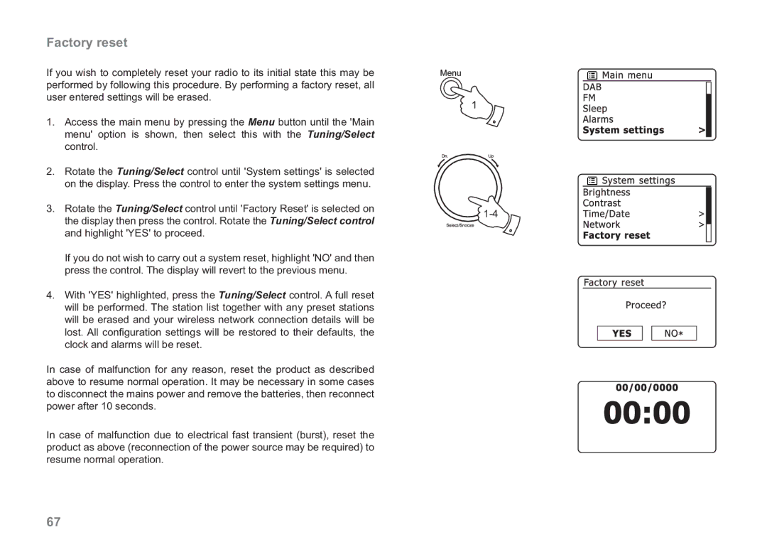 Samsung WM-202 manual Factory reset 