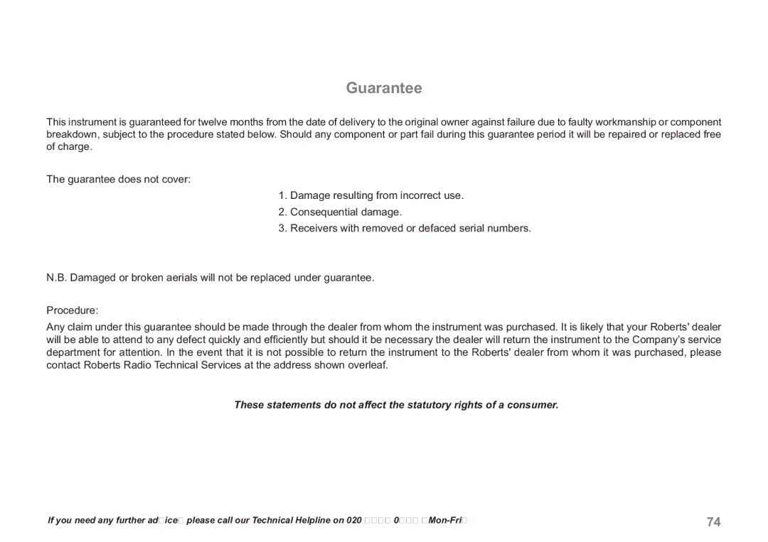 Samsung WM-202 manual Guarantee 