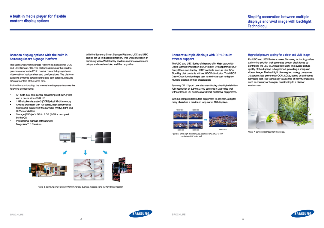 Samsung WMN4655MD brochure Connect multiple displays with DP 1.2 multi- stream support, Brochure 