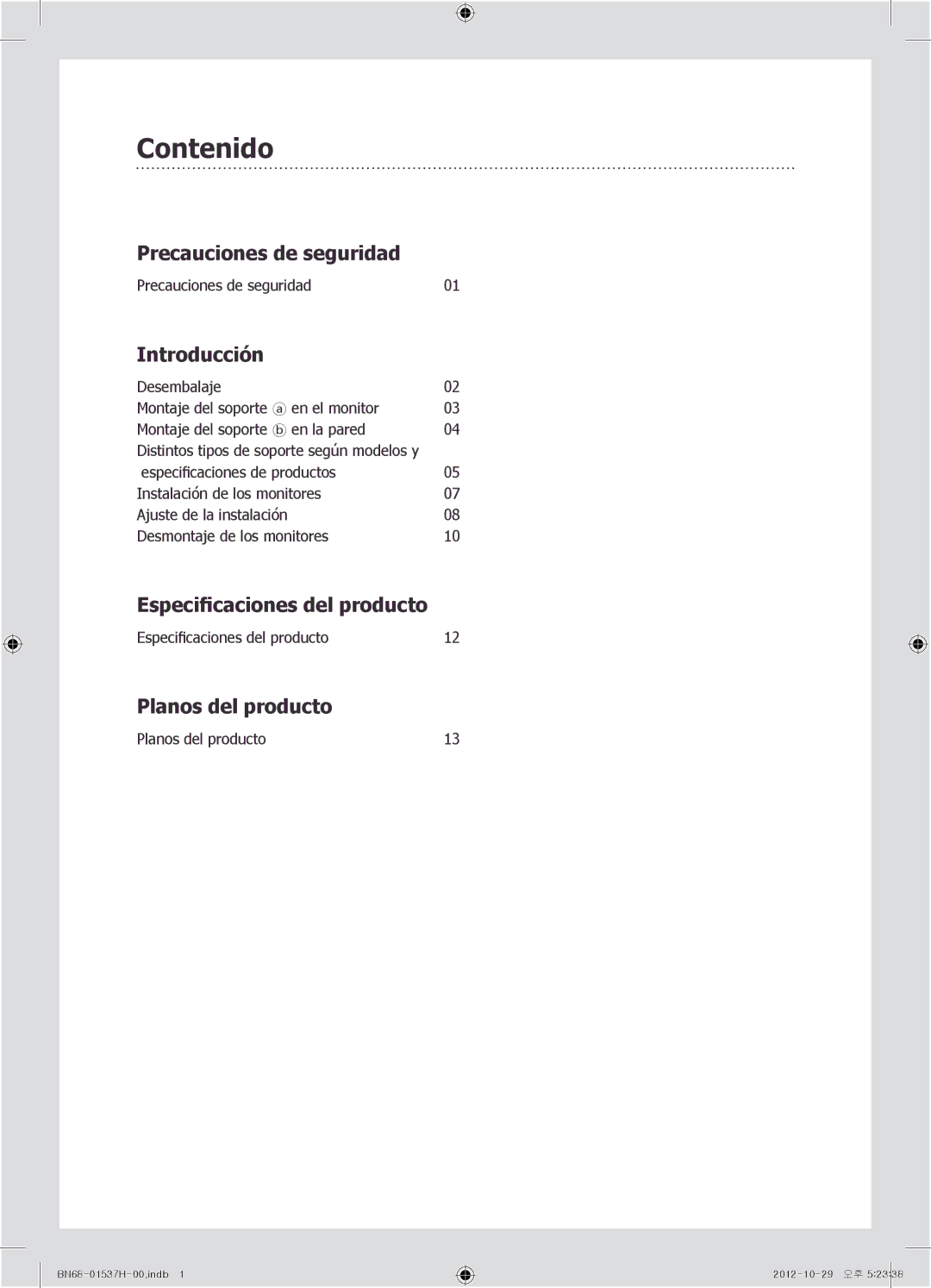 Samsung WMN4675MD setup guide Contenido, Introducción 