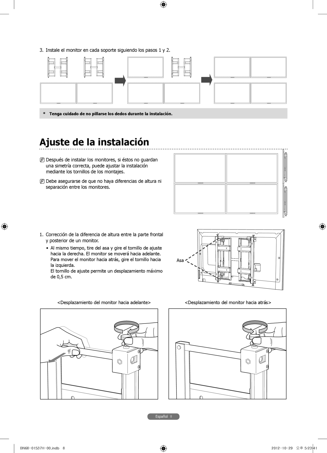 Samsung WMN4675MD setup guide Ajuste de la instalación 