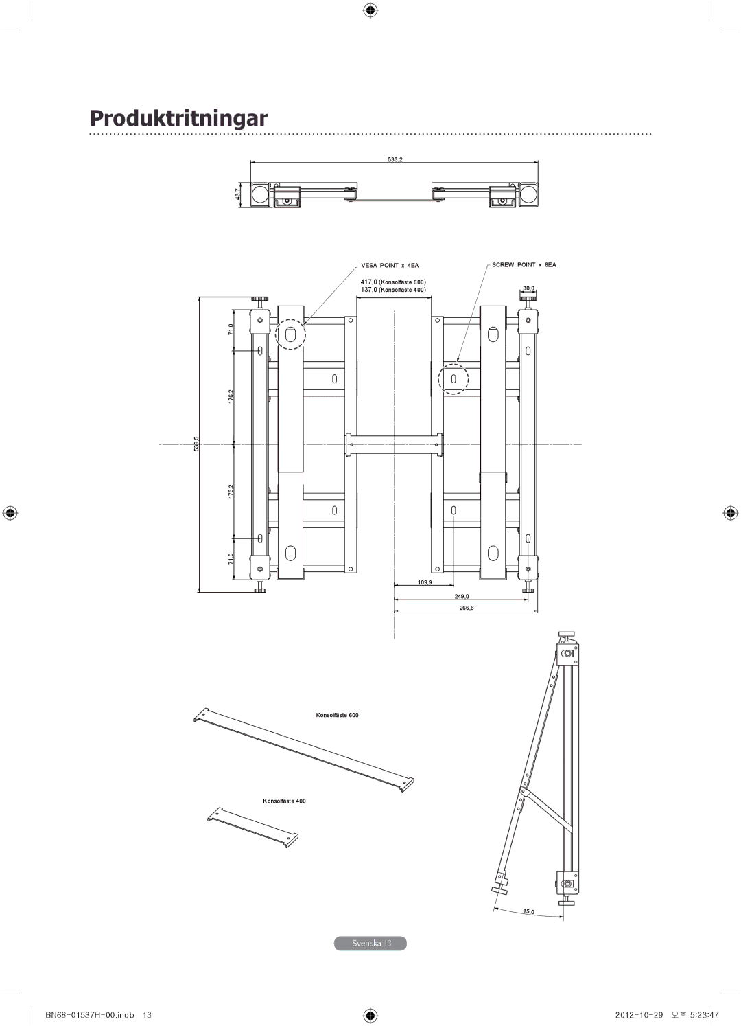 Samsung WMN4675MD setup guide Produktritningar 