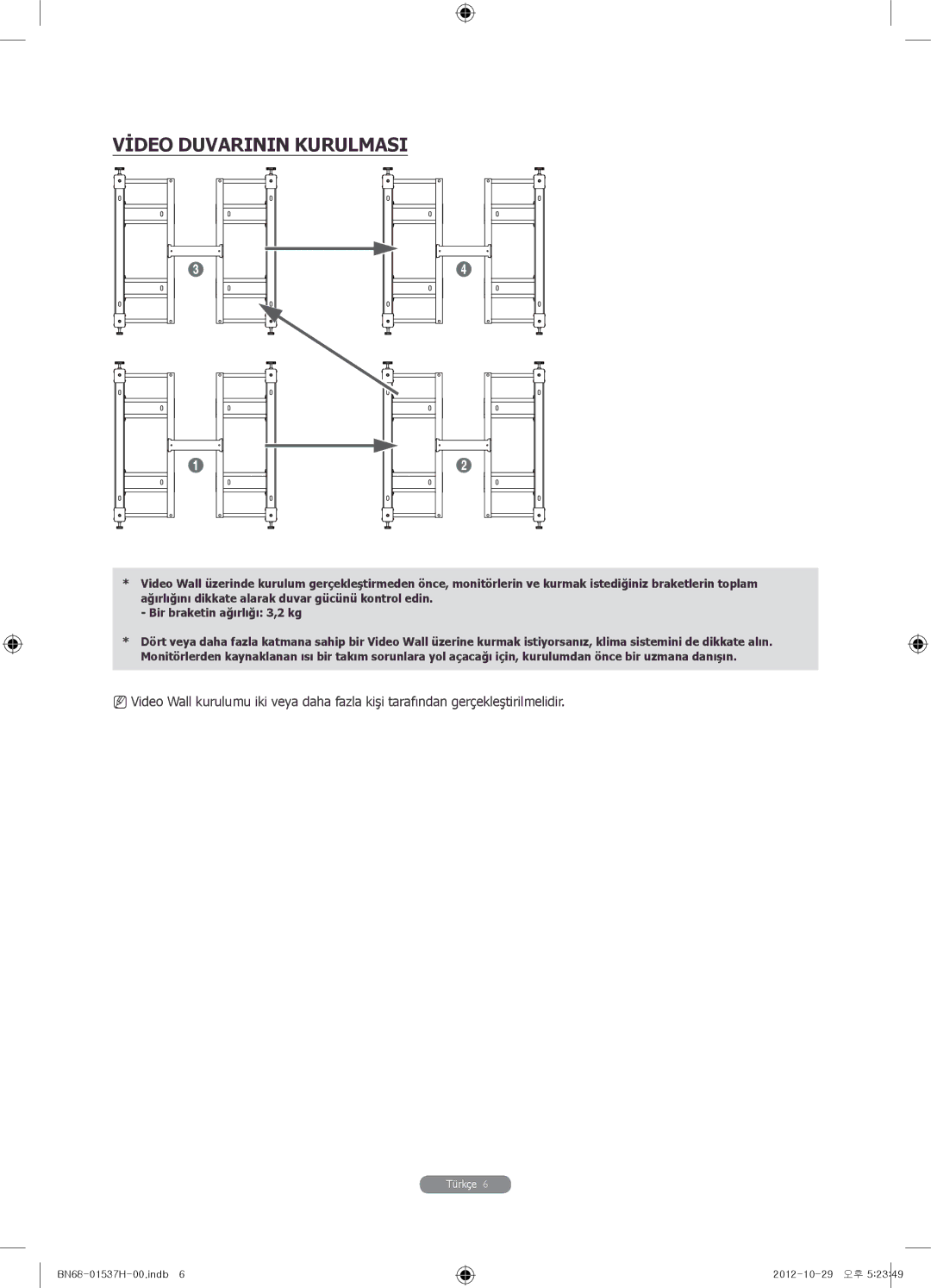 Samsung WMN4675MD setup guide Video Duvarinin Kurulmasi 