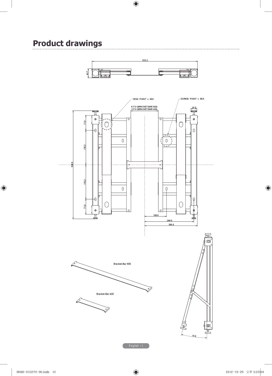 Samsung WMN4675MD setup guide Product drawings 