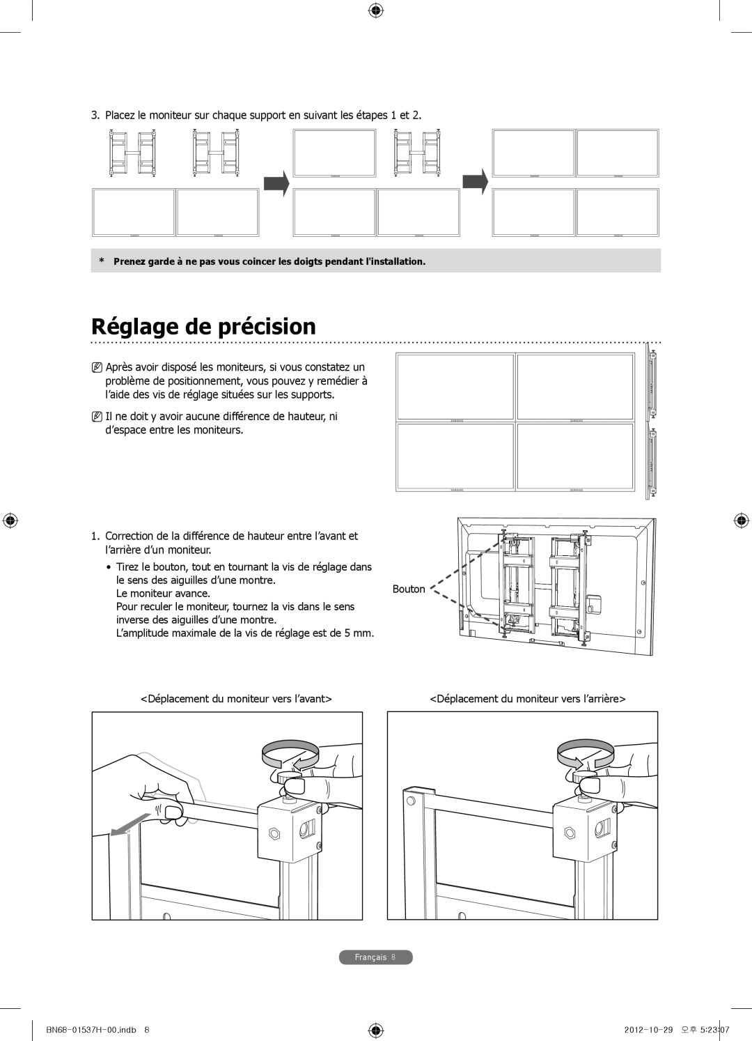 Samsung WMN4675MD setup guide Réglage de précision 