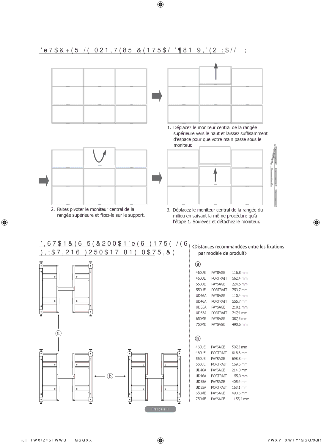 Samsung WMN4675MD setup guide Détacher LE Moniteur Central D’UN Video Wall 