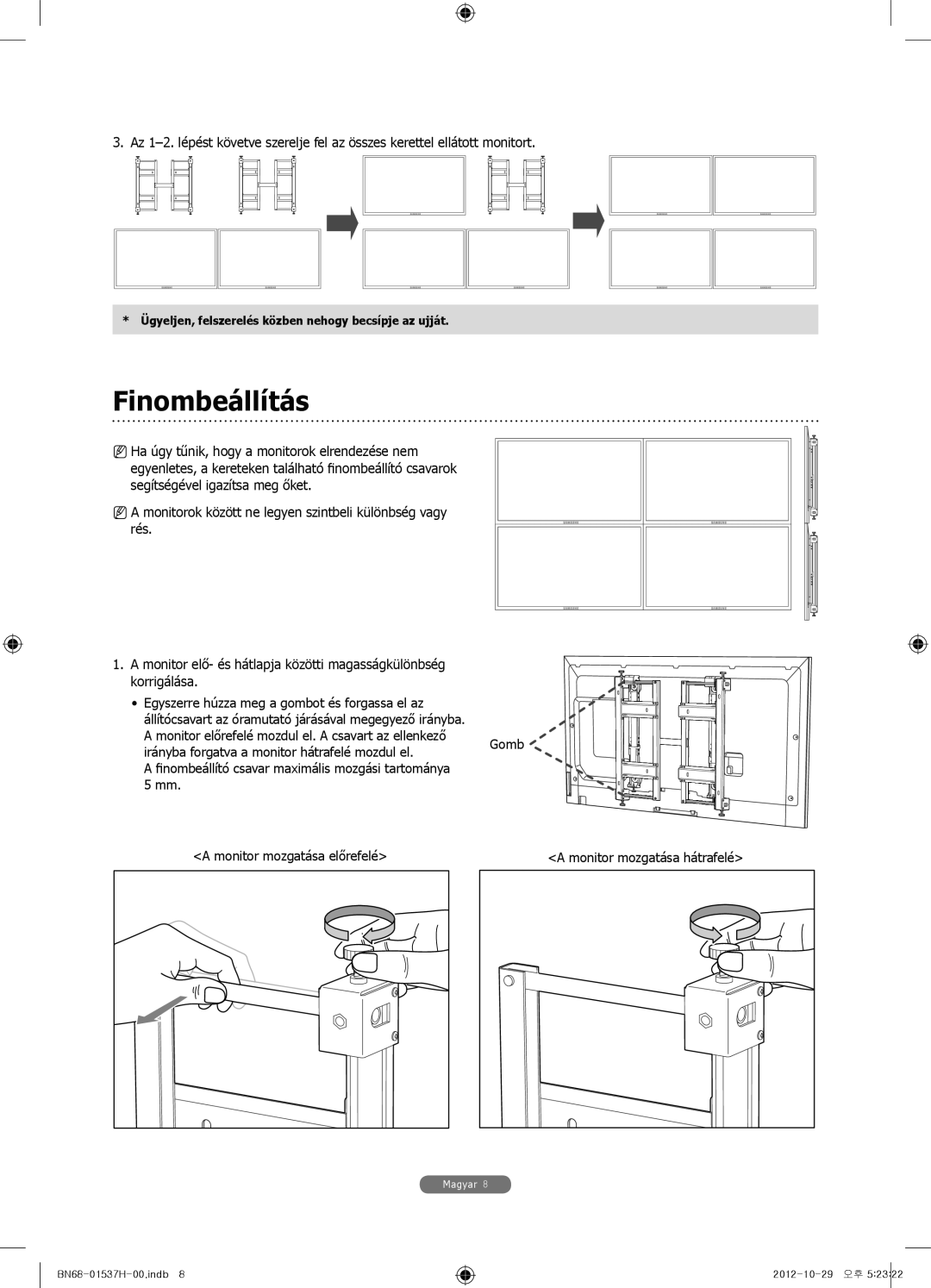 Samsung WMN4675MD setup guide Finombeállítás 