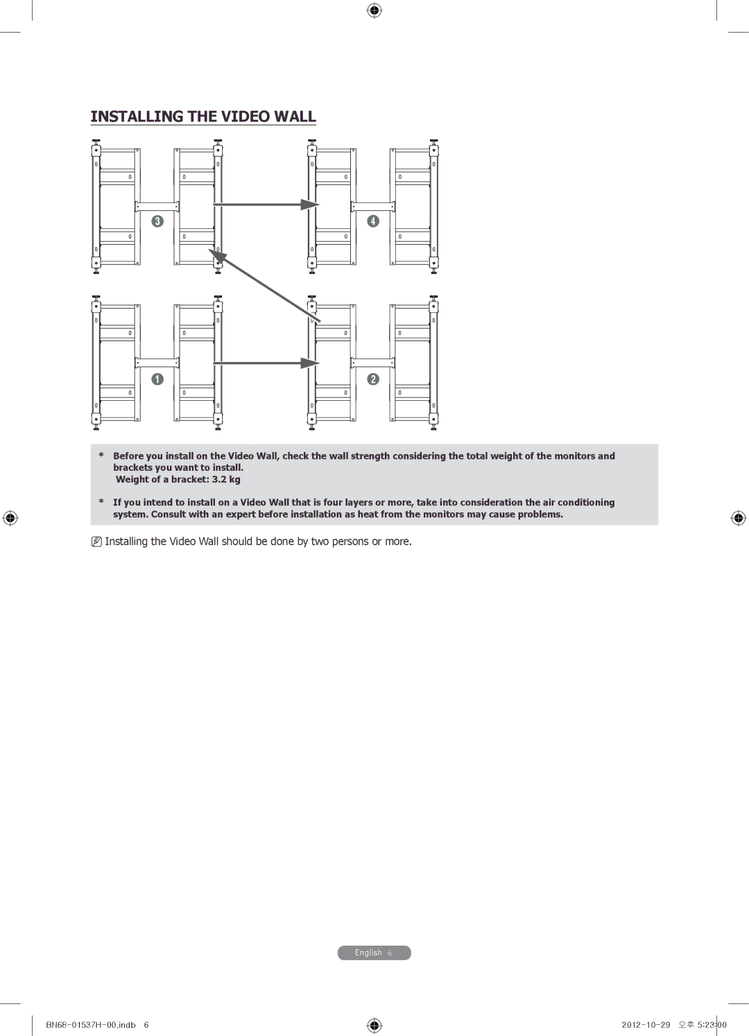 Samsung WMN4675MD setup guide Installing the Video Wall 