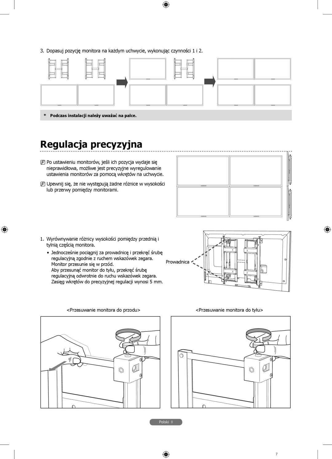 Samsung WMN4675MD setup guide Regulacja precyzyjna 