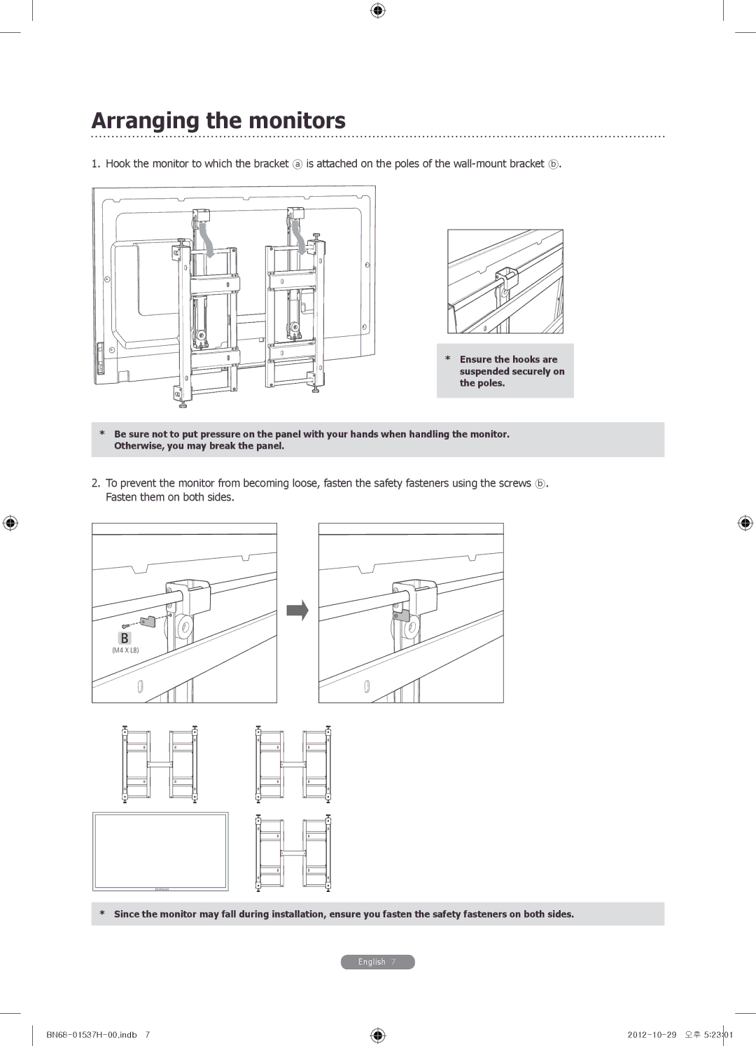 Samsung WMN4675MD setup guide Arranging the monitors 