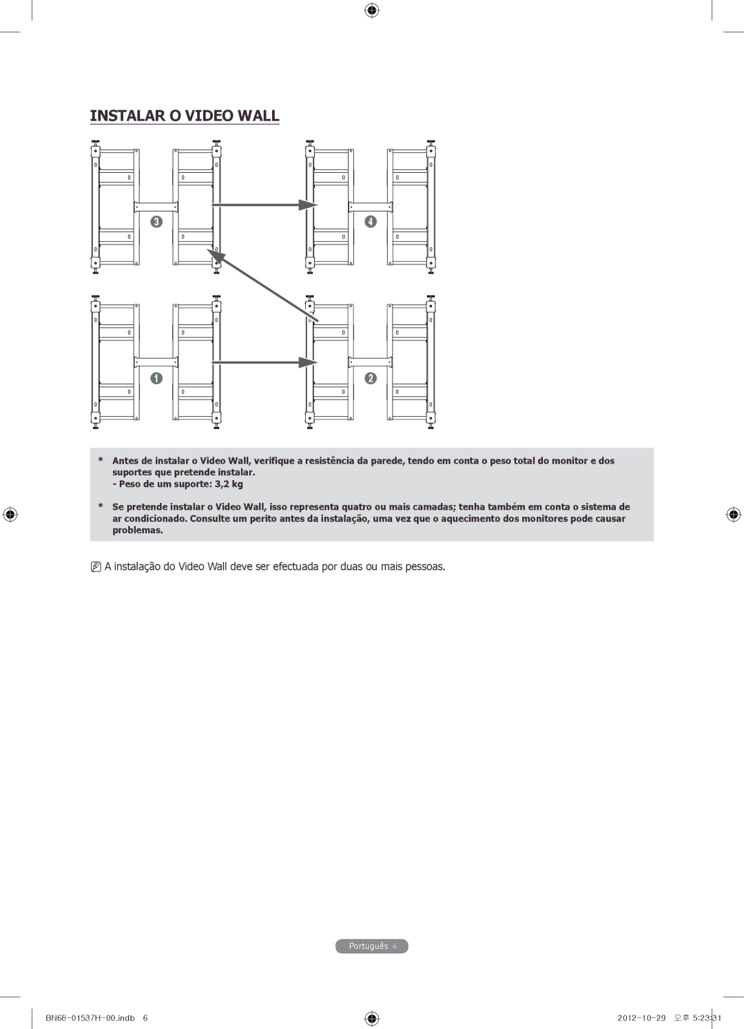 Samsung WMN4675MD setup guide Instalar O Video Wall 