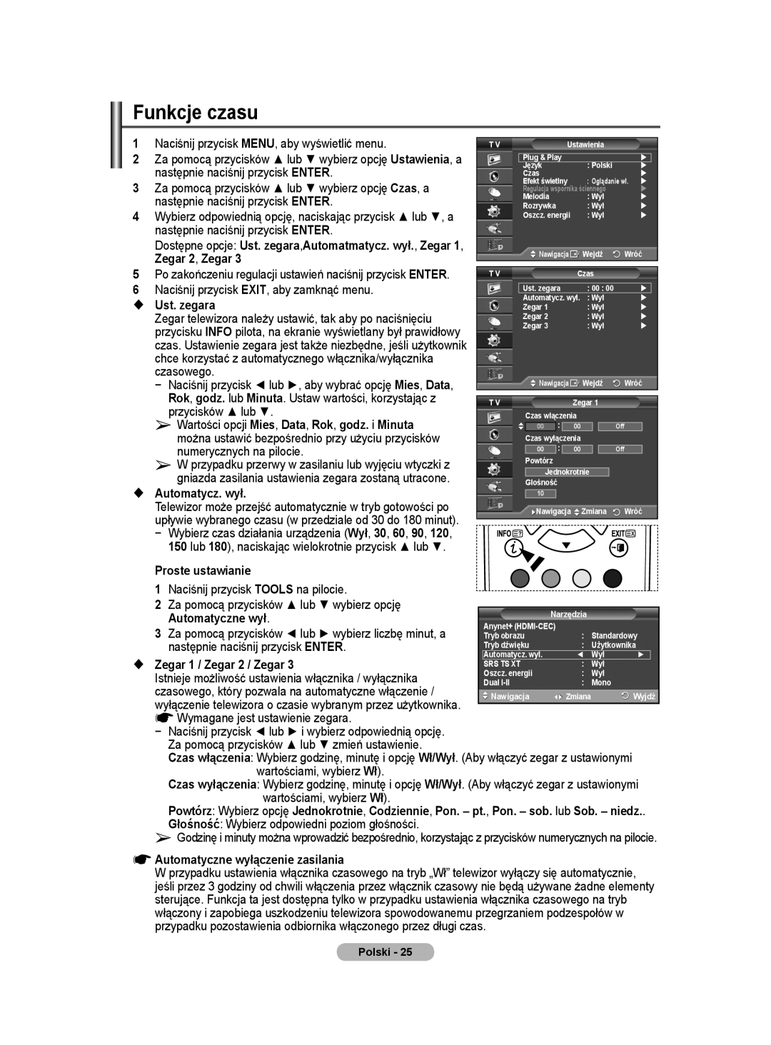 Samsung WMN5090A user manual Funkcje czasu 