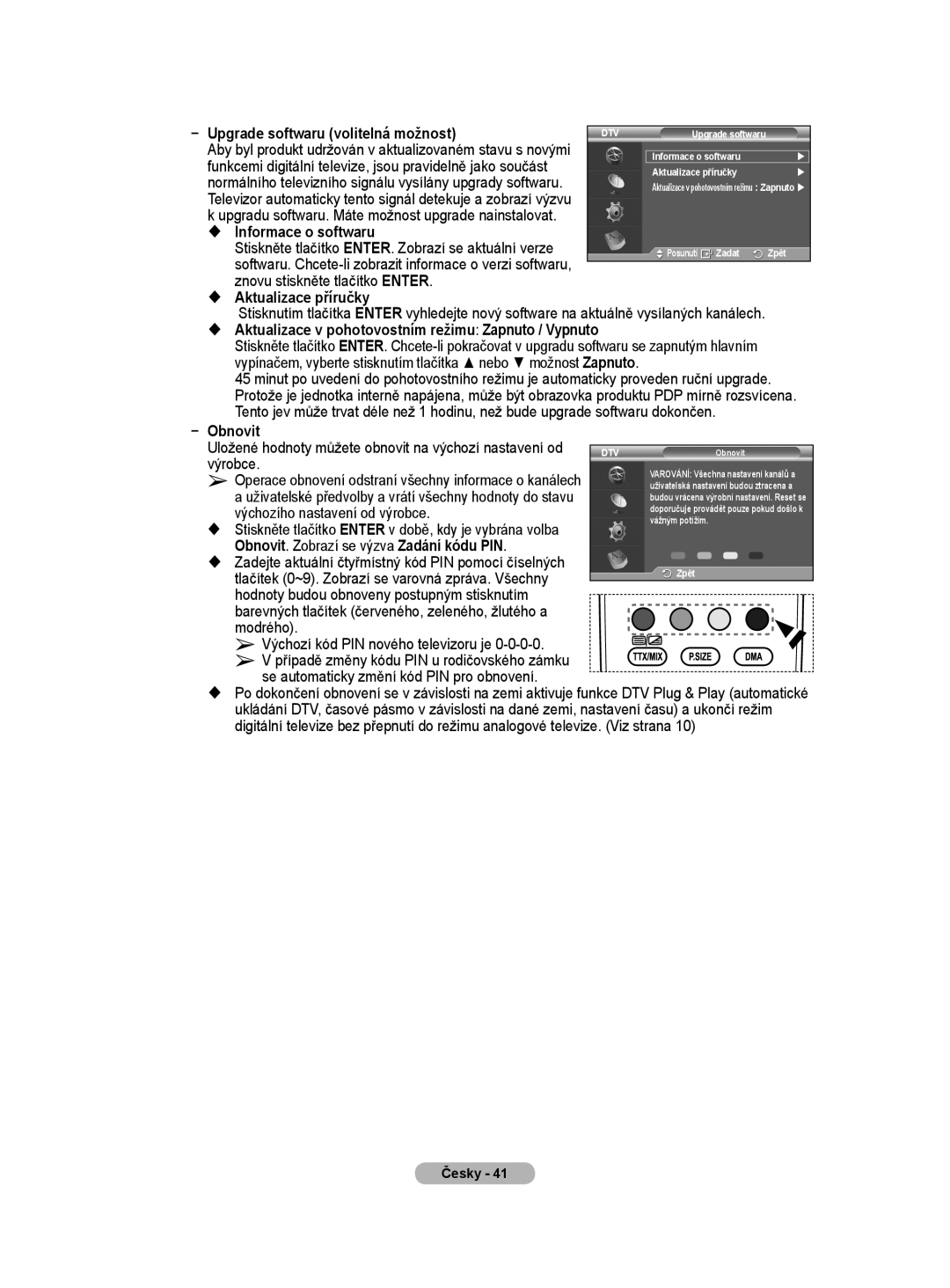 Samsung WMN5090A user manual Upgrade softwaru volitelná možnost 