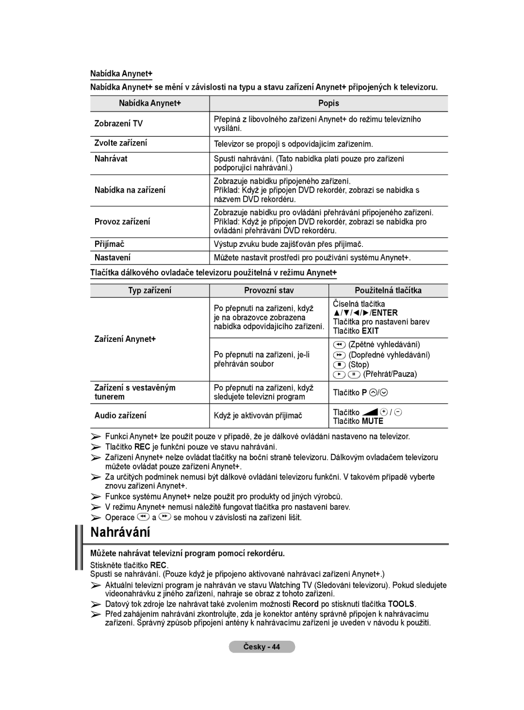 Samsung WMN5090A user manual Nahrávání 