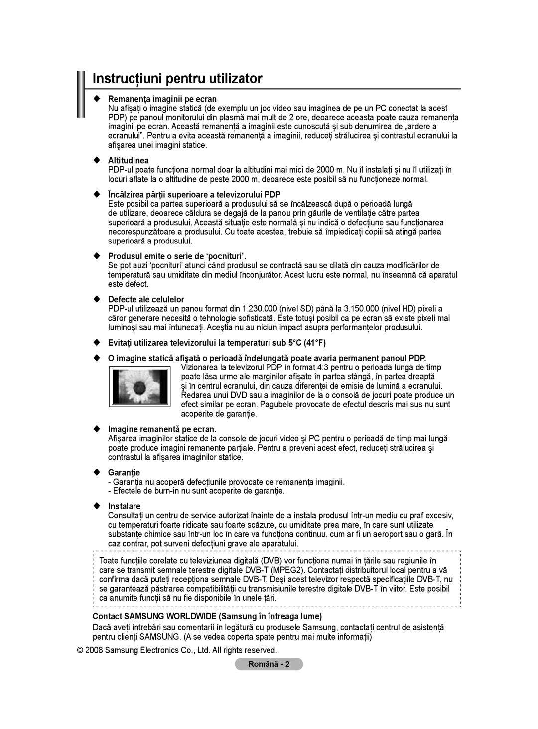 Samsung WMN5090A user manual Instrucţiuni pentru utilizator 