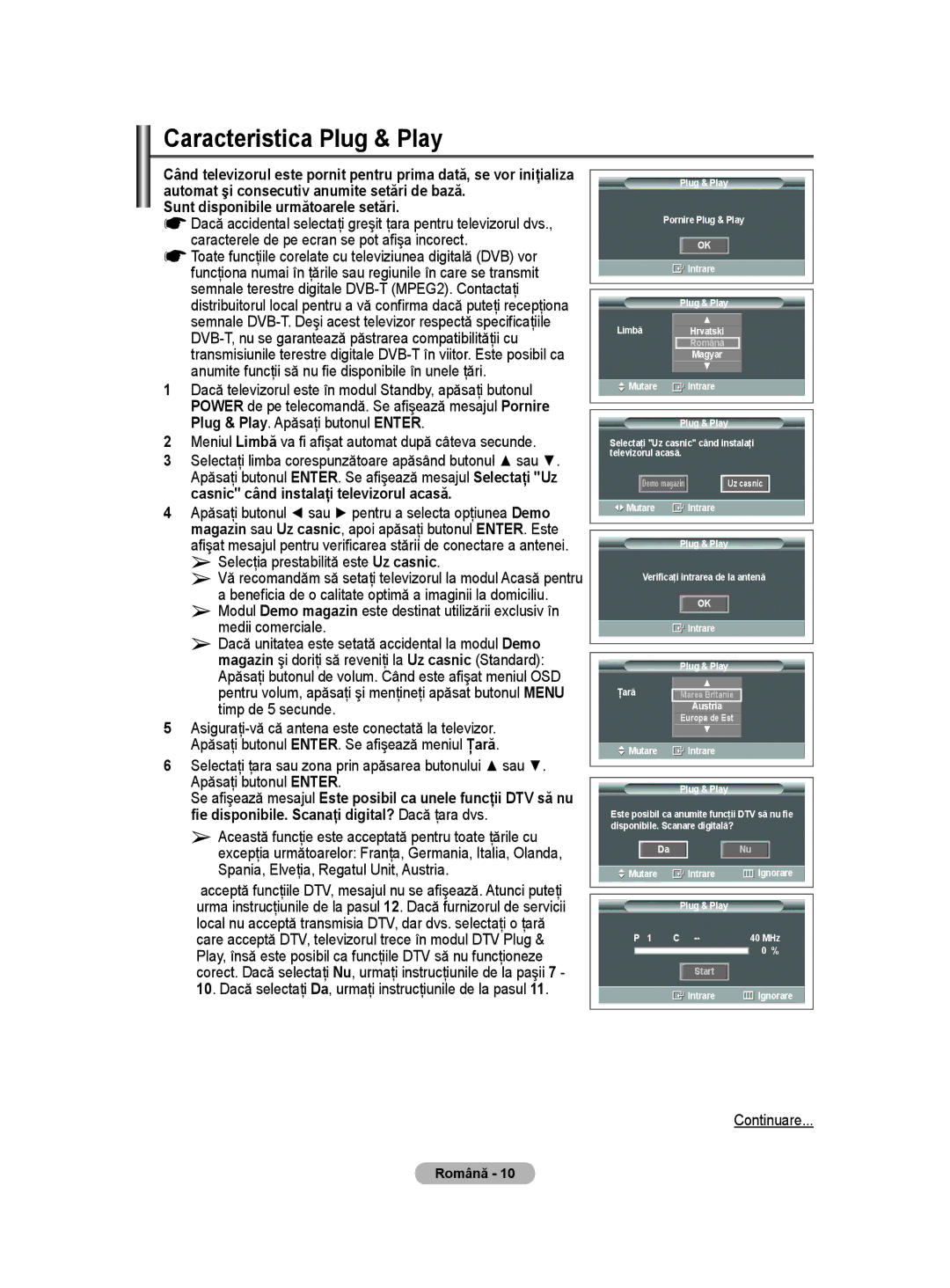 Samsung WMN5090A Caracteristica Plug & Play, Sunt disponibile următoarele setări, Selecţia prestabilită este Uz casnic 