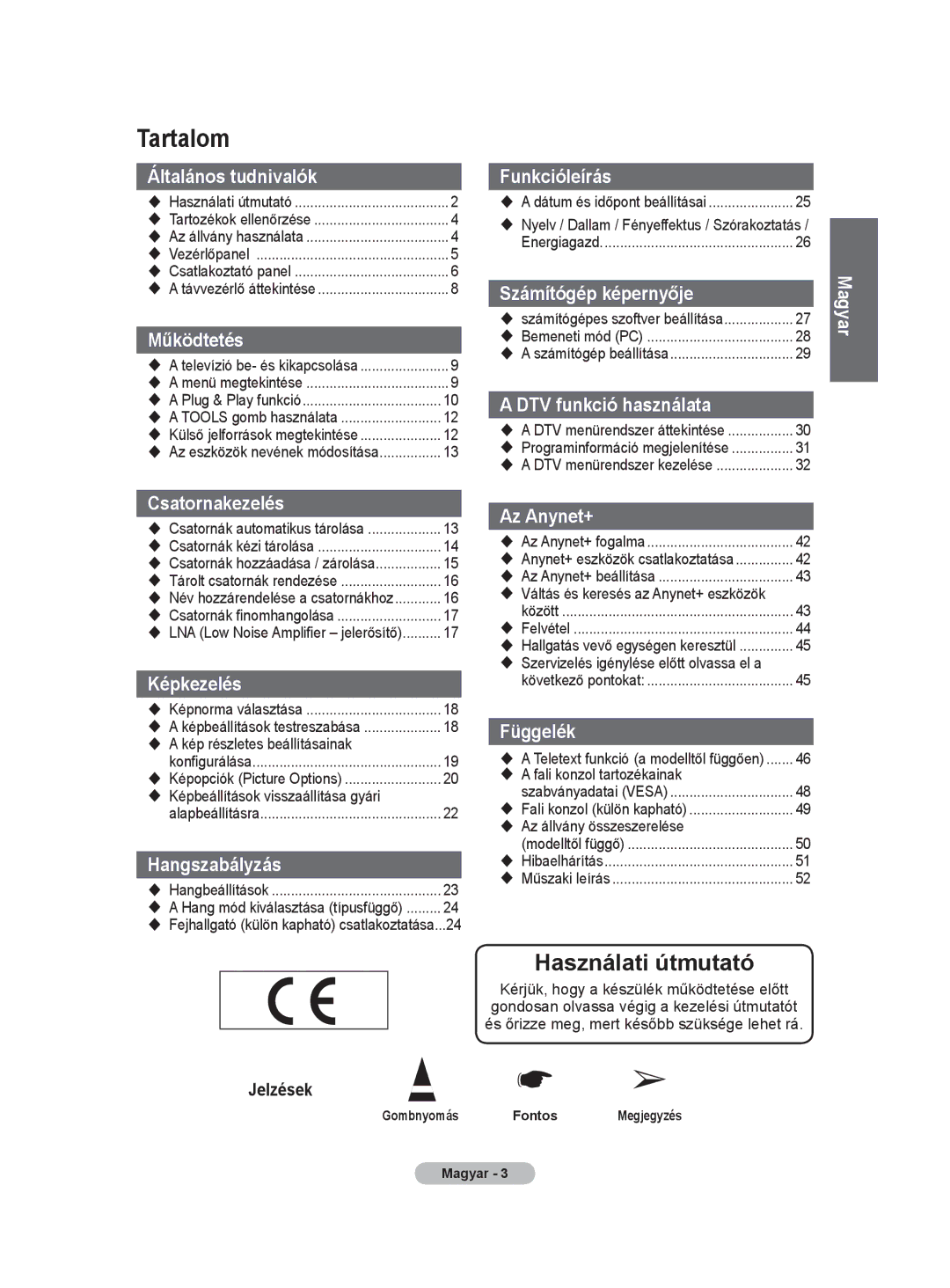 Samsung WMN5090A user manual Tartalom 