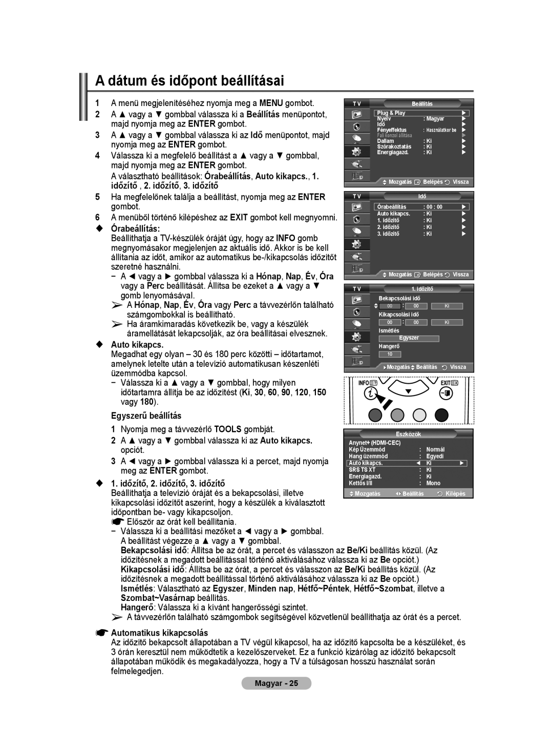 Samsung WMN5090A user manual Dátum és időpont beállításai 