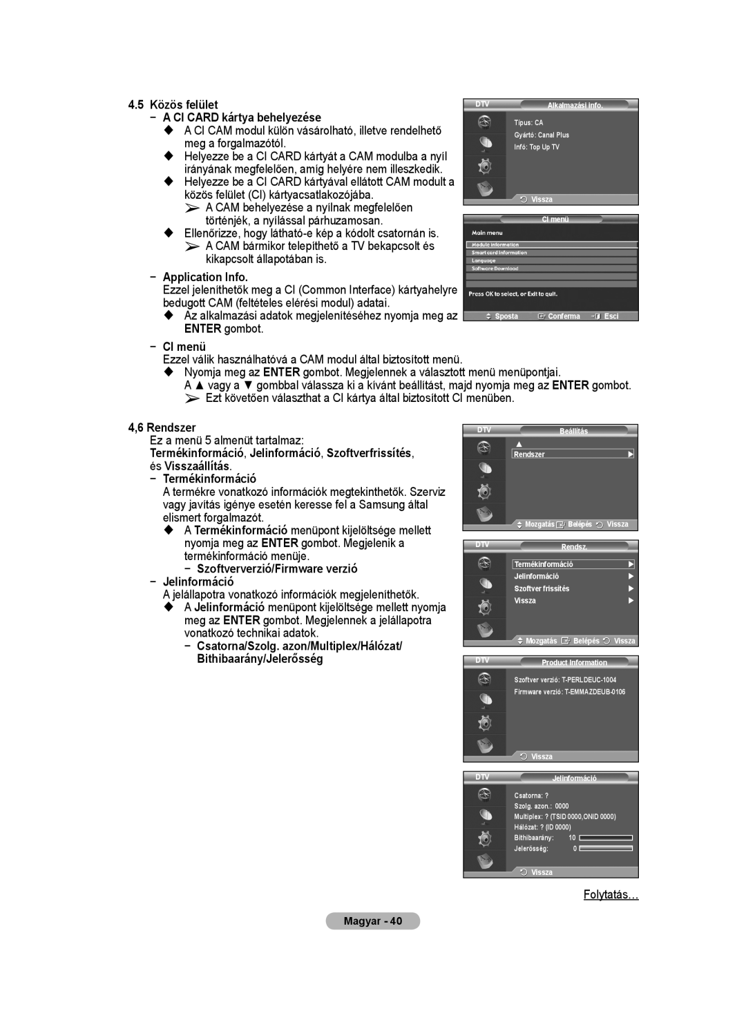 Samsung WMN5090A user manual a CI Card kártya behelyezése, Meg a forgalmazótól, Közös felület CI kártyacsatlakozójába 