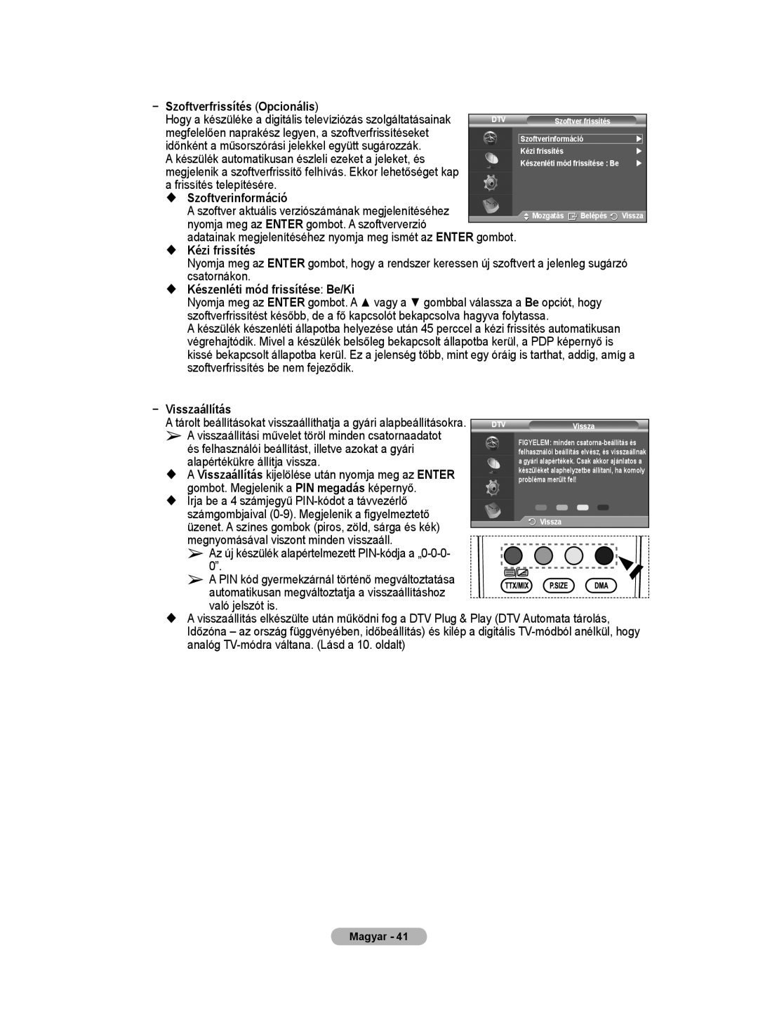 Samsung WMN5090A Szoftverfrissítés Opcionális,  Szoftverinformáció,  Kézi frissítés,  Készenléti mód frissítése Be/Ki 