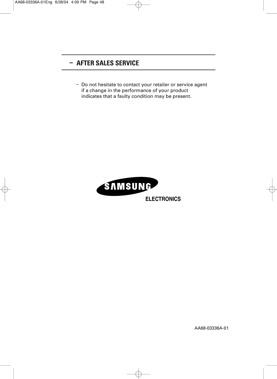 Samsung WS-32M206V manual After Sales Service 