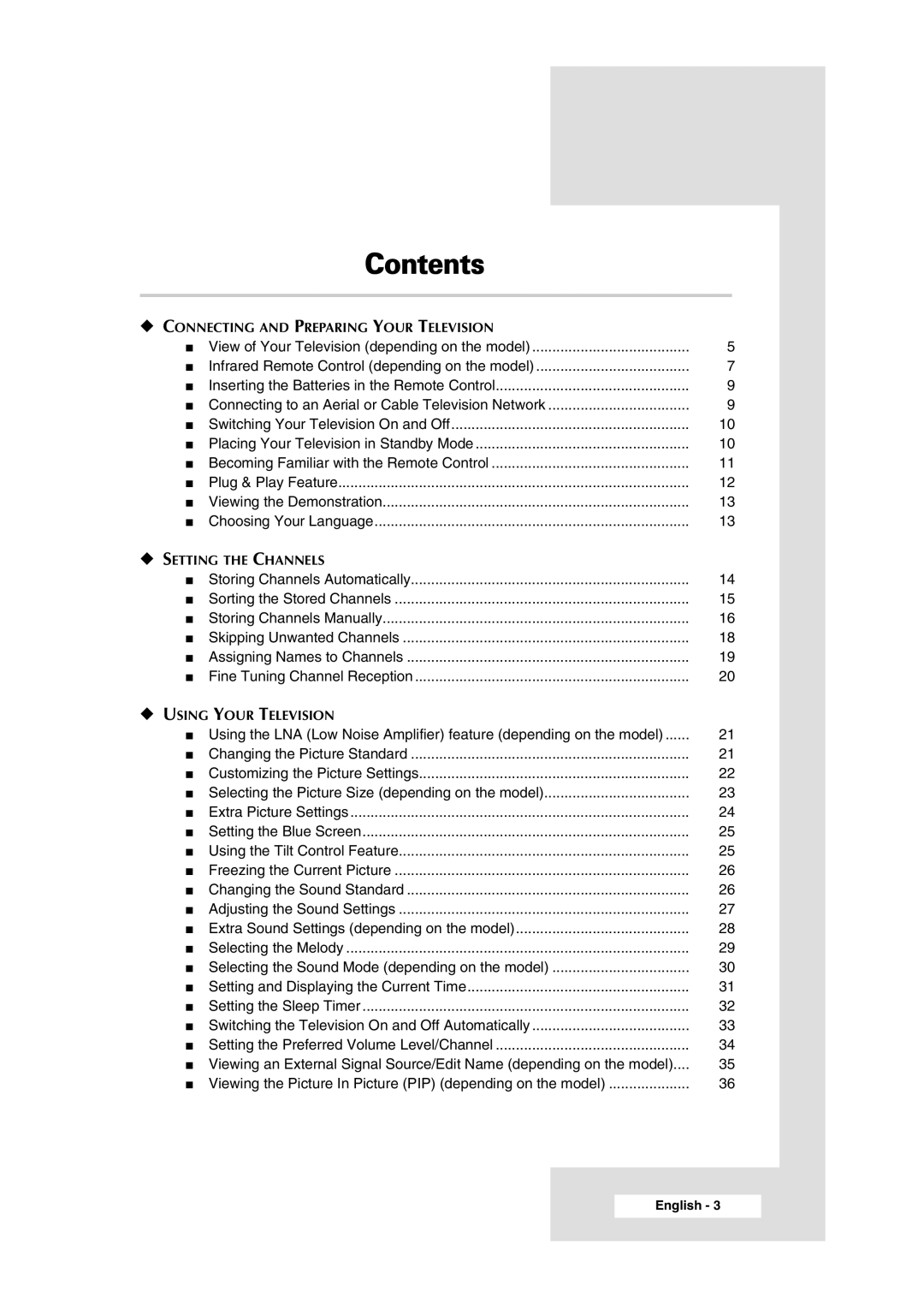 Samsung WS-32Z308P manual Contents 