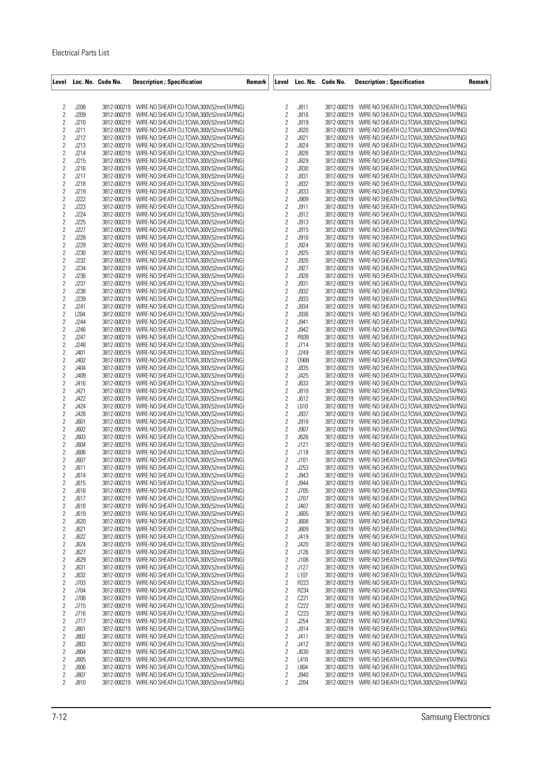 Samsung WS32V56VS8XXEC J208 3812-000219, J811 3812-000219, J209 3812-000219, J816 3812-000219, J210 3812-000219 