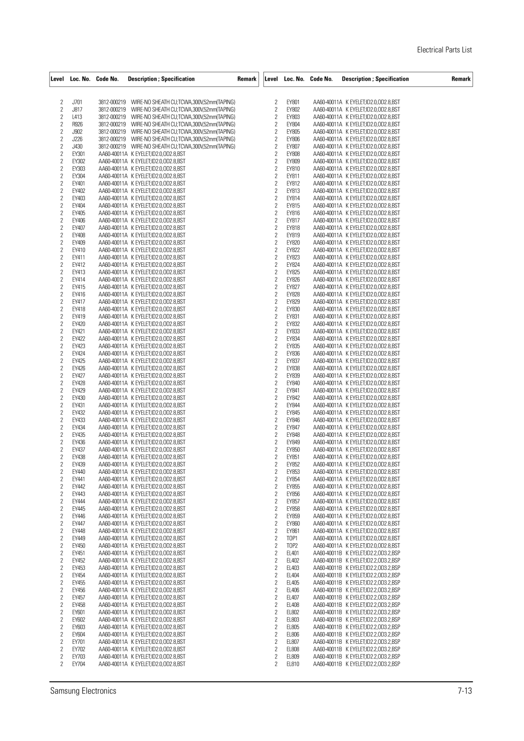 Samsung WS28V55VS8XXEC J430, EY301, EY302, EY303, EY304, EY401, EY402, EY403, EY404, EY405, EY406, EY407, EY408, EY409 