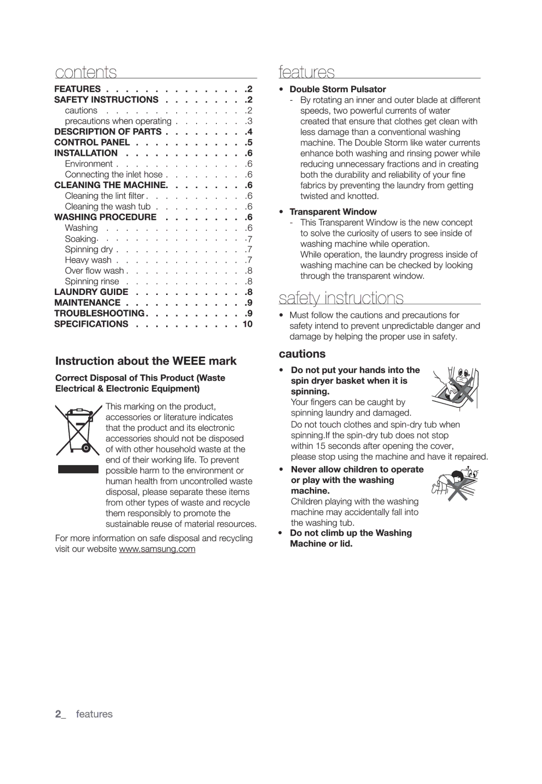 Samsung WT10J4230MB/YL, WT12J4200MR/YL manual 