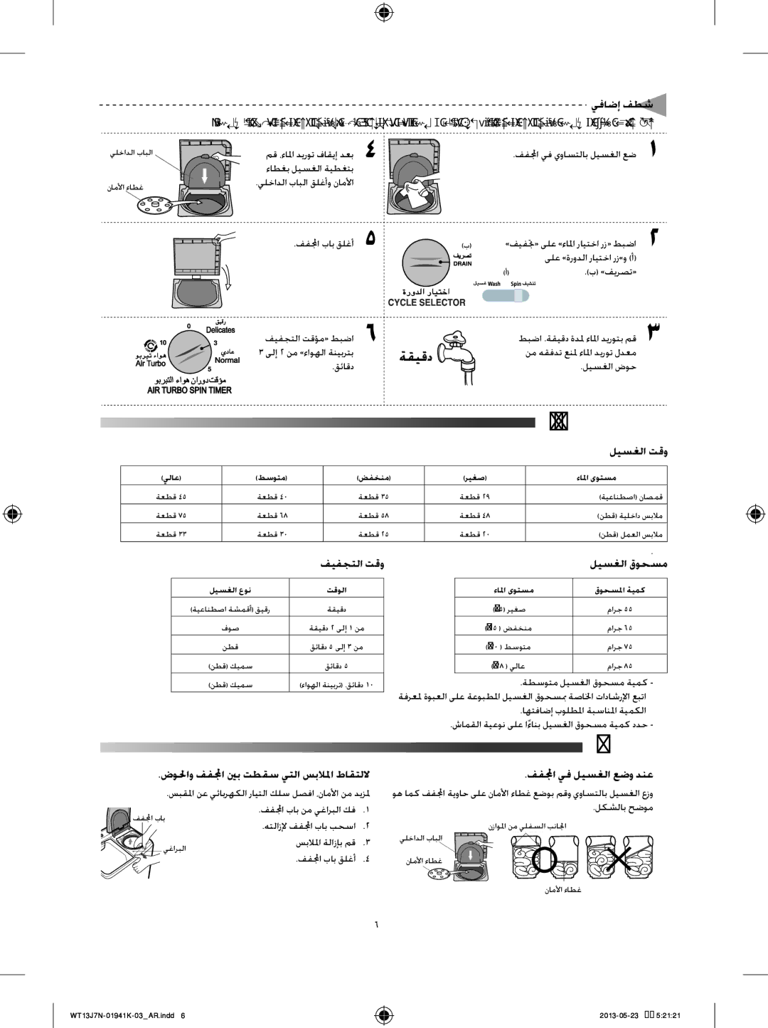 Samsung WT70J7WFC1/YL, WT70J7WNC1/YL, WT80J7WFC/YL manual ليسغلا ليلد, ةنايصلا 