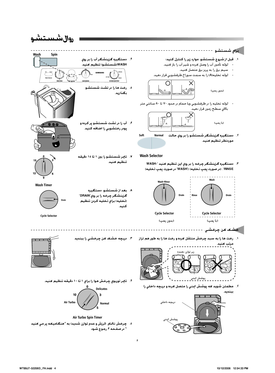 Samsung WT80J7EW/XSG, WT80J7PEW/XSG, WT80J7IW1/XSG, WT80J7IW/XSG, WT80J7EW/YAM manual وشتسش لاور, وشتسش يارب, يشخرچ نک کشخ 