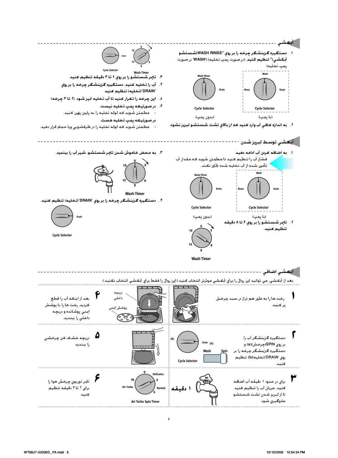 Samsung WT80J7PIG/YNQ, WT80J7PEW/XSG, WT80J7IW1/XSG, WT80J7IW/XSG, WT80J7EW/YAM manual ندش زيربل طسوت يشکبآ, يفاضا يشکبآ 